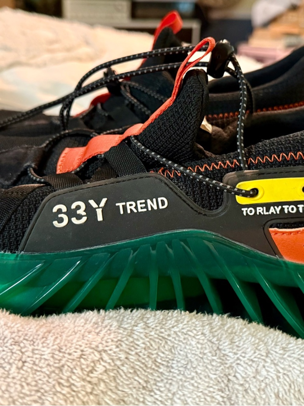 adidas Men's Black, Green and Orange Athletic Sneakers